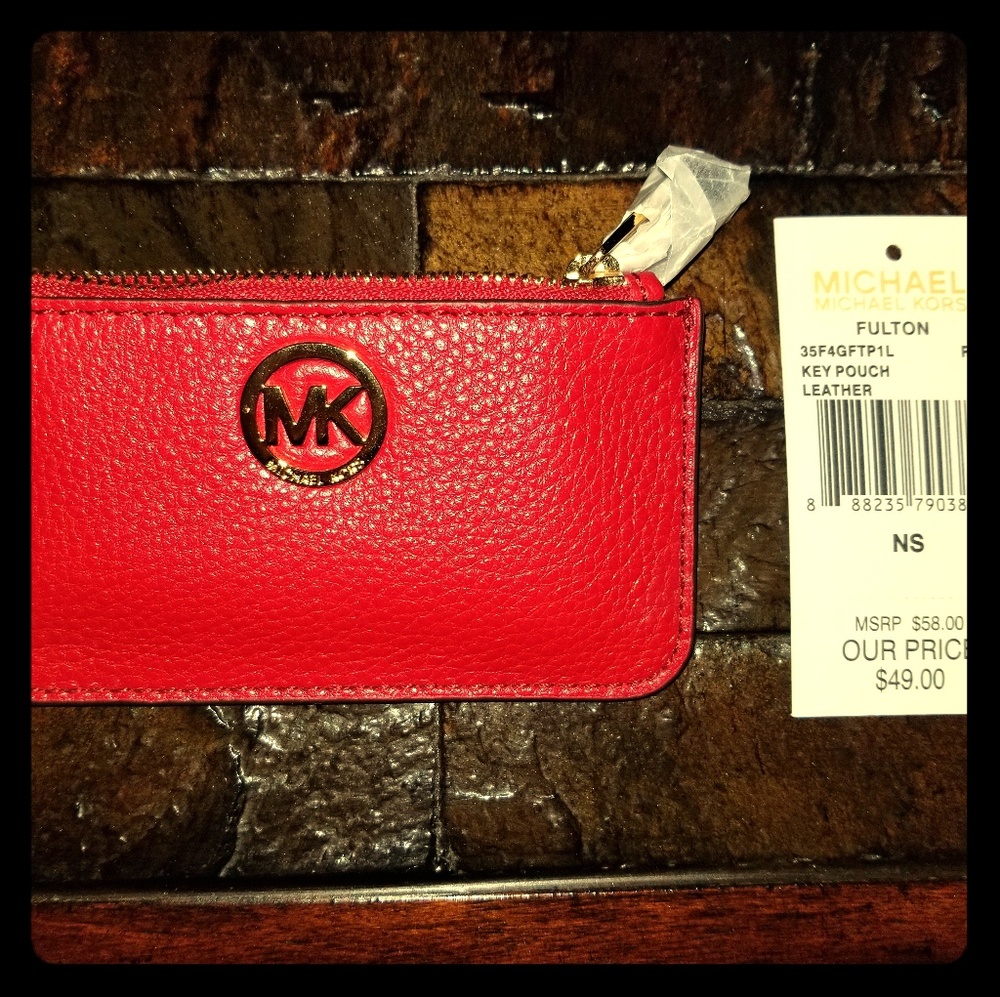 Authentic Red Michael Kors Card/Coin Pouch